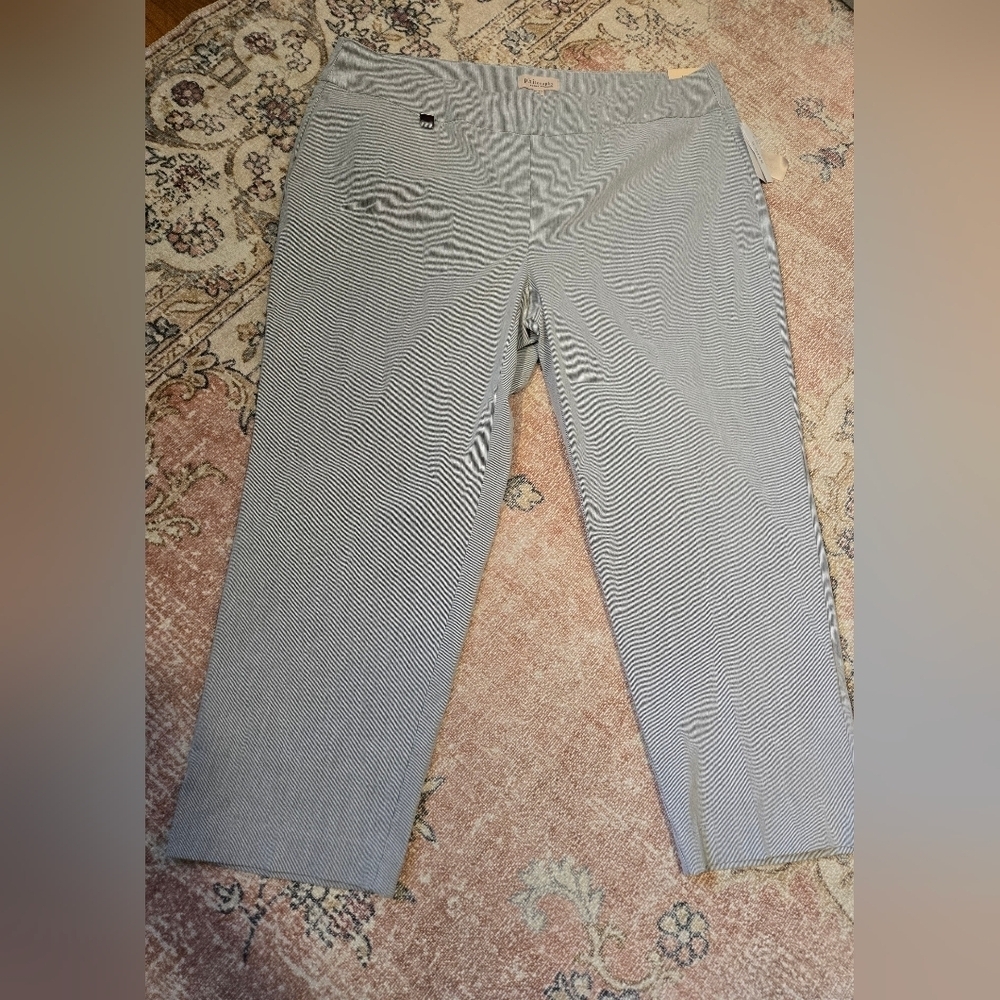 Philosophy Woman Black White Pinstripe Stretchy Ankle Pants Tummy Control Sz 3X